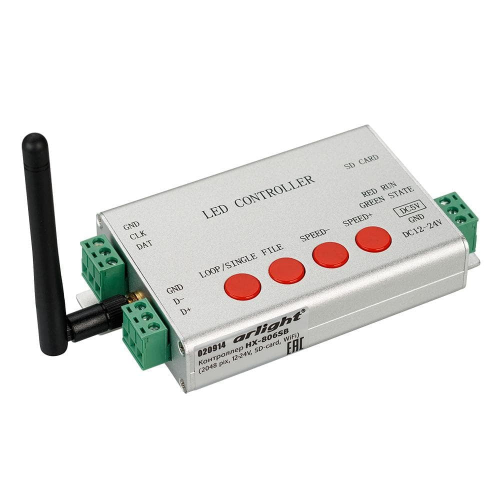 Контроллер HX-806SB (2048 pix, 12-24V, SD-card, Wifi), 1шт, Arlight, 020914