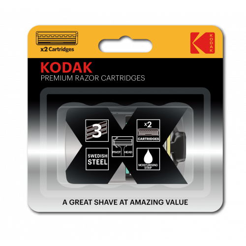 KODAK Сменные кассеты для бритья Kodak Premium Razor 3 лезвия 2 штуки, 2шт Б0054019