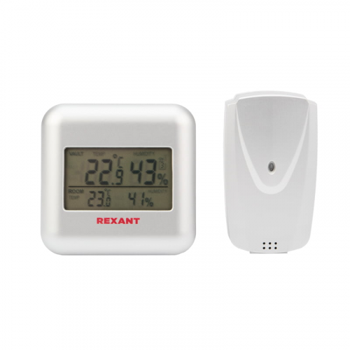Термометр электронный REXANT S3341BF с часами и беспроводным выносным датчиком, 1шт, REXANT, 70-0596