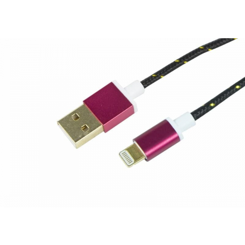 Usb-lightning кабель для iphone/nylon/black-blue-yellow/1m/rexant, 1шт, REXANT, 18-4245