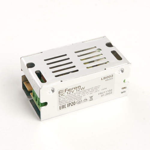 Трансформатор электронный для светодиодной ленты 12W 12V (драйвер), LB002, 1шт, Feron, 48005