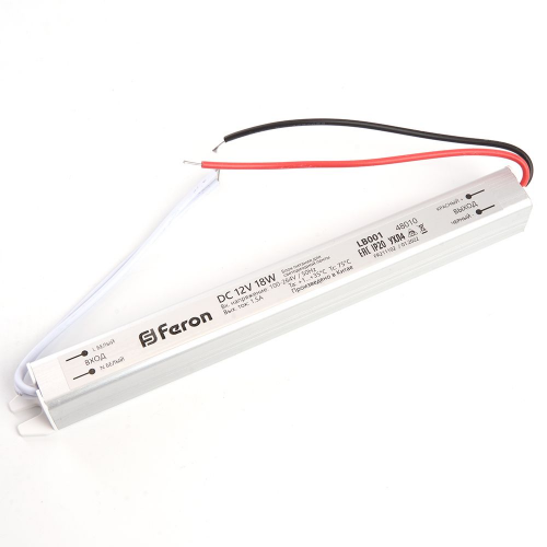 Трансформатор электронный для светодиодной ленты 18W 12V ( драйвер) , LB001, 1шт, Feron, 48010