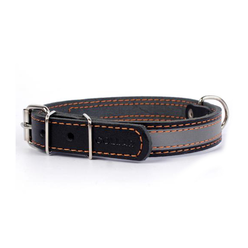 Collar Ошейник для собак со светоотражающей лентой, ширина 2 см, длина 32-40 см, черный