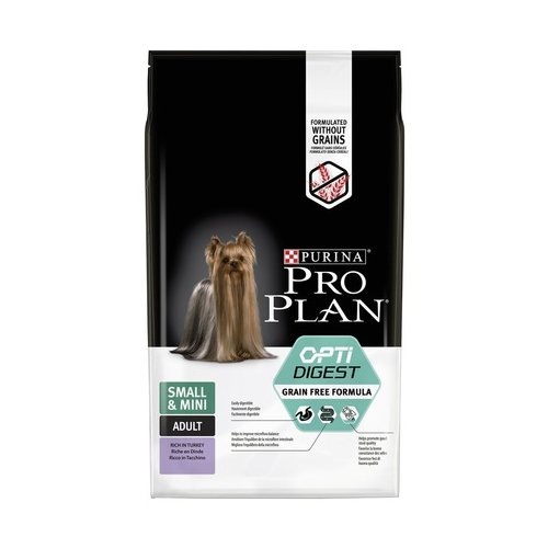 Сухой корм PRO PLAN® для взрослых собак мелких и карликовых пород с чувствительным пищеварением GRAIN FREE (беззерновой), с высоким содержанием индейки, 7 кг