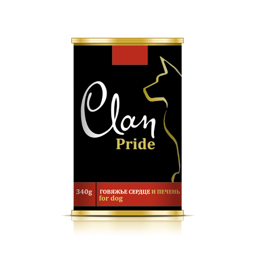 Clan Pride Говяжье сердце и печень в желе для взрослых собак всех пород, 340 гр