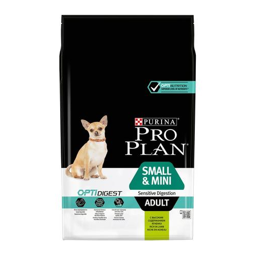 Сухой корм Pro Plan для взрослых собак мелких и карликовых пород с чувствительным пищеварением, с высоким содержанием ягненка, 7 кг