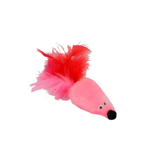 GoSi Игрушка для кошек Мышь с мятой розовый мех с хвостом