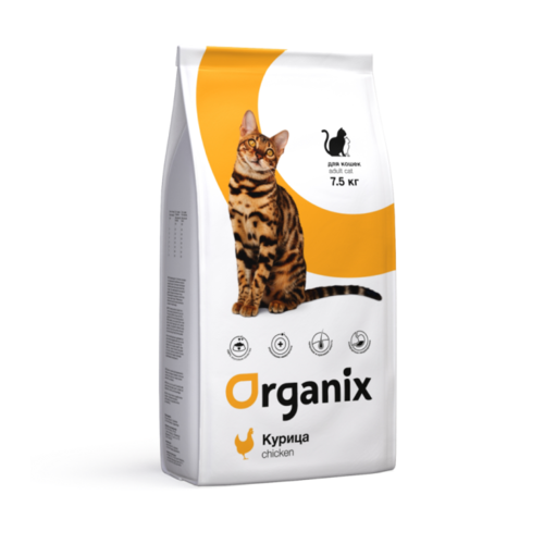 ORGANIX Adult Cat Сухой корм для взрослых кошек с курицей, 7,5 кг
