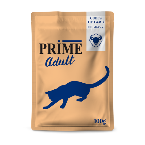 PRIME ADULT Пауч для кошек Кусочки из ягнёнка в бульоне, 100 гр