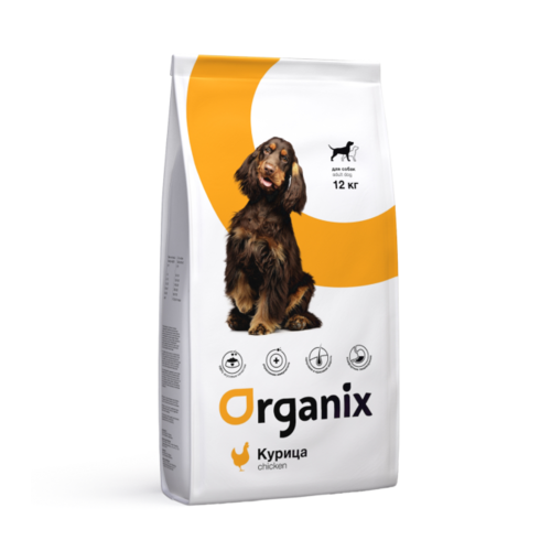 ORGANIX Adult Dog Сухой корм для взрослых собак всех пород с курицей и рисом, 12 кг