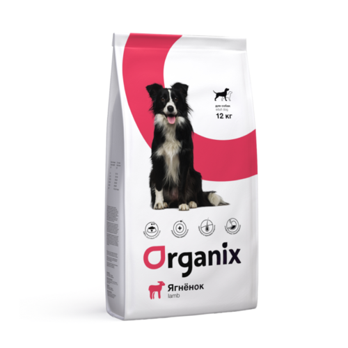 ORGANIX Adult Dog Сухой корм для взрослых собак всех пород с ягненком и рисом, 12 кг