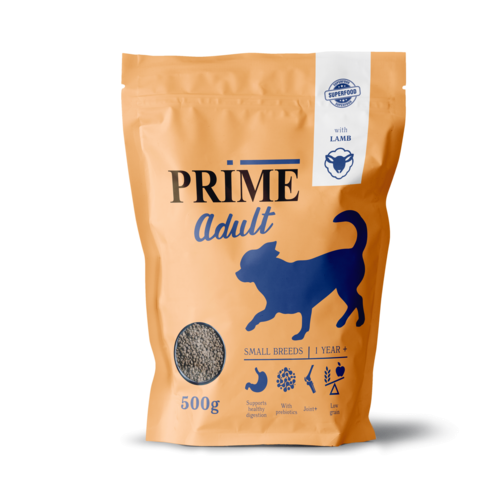 PRIME ADULT SMALL Сухой корм для собак мелких пород, с ягненком, 500 гр
