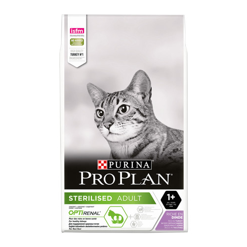 Сухой корм Pro Plan для стерилизованных кошек и кастрированных котов, с высоким содержанием индейки, 10 кг