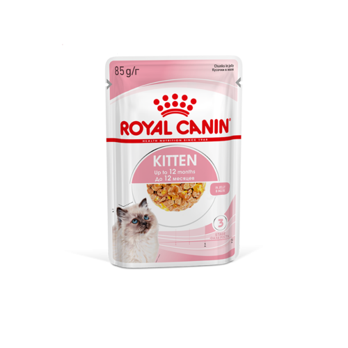 Royal Canin Kitten Jelly Корм консервированный полнорационный для кошек - Специально для котят в период второй фазы роста в возрасте до 12 месяцев, кусочки в желе, 85 гр