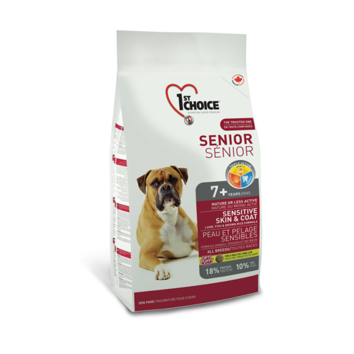 1st Choice Senior Sensitive Skin&Coat All Breeds Сухой корм для пожилых собак всех пород с чувствительной кожей и шерстью (с ягненком, рыбой и рисом), 2,72 кг