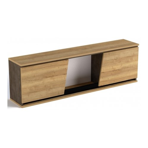 Шкаф навесной СБК-мебель Стреза дуб галифакс натуральный / бетон чикаго темно-серый