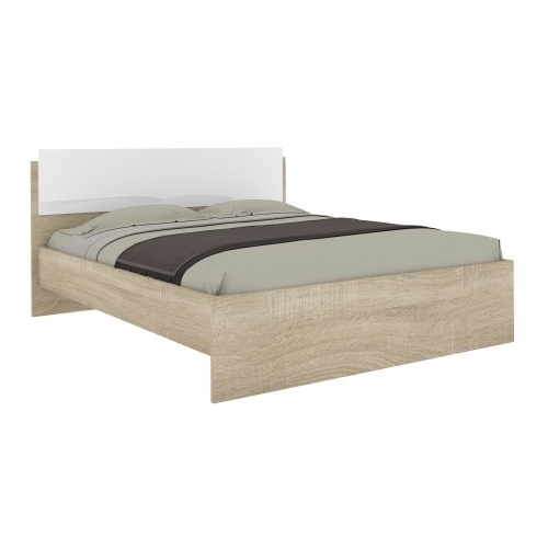 Полутороспальная кровать НК мебель Амальтея с основанием 140х200 см дуб сонома / белый глянец
