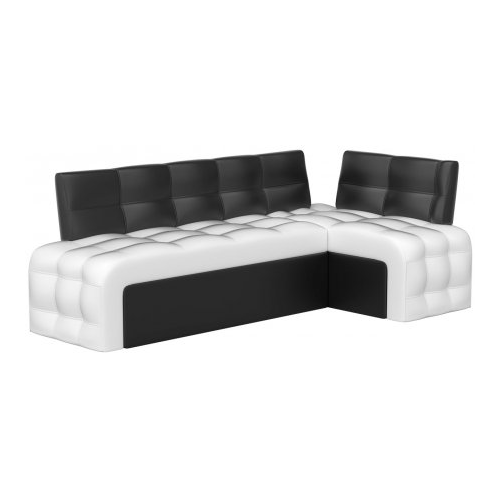 Кухонный диван Mebelico Люксор угловой экокожа бело-черный правый