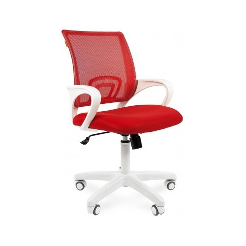 Компьютерное кресло Chairman 696 белый пластик TW-19 / TW-69 красное