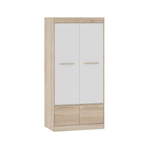 Шкаф для одежды НК мебель Максима ШК-2 дуб сонома / белый глянец