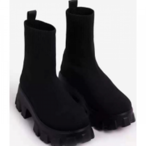 Ботинки Челси высокие с высокой чёрной подошвой (Чёрные) размер 36