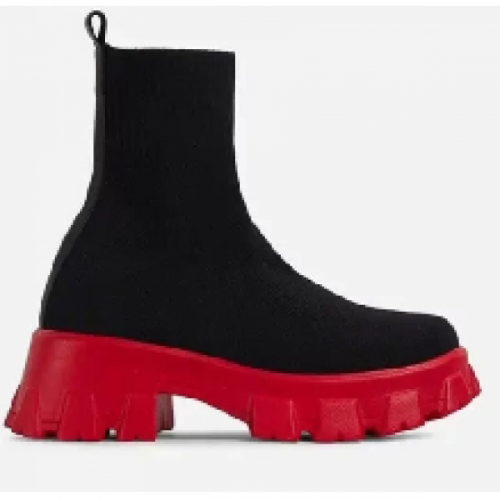 Ботинки Челси высокие с высокой красной подошвой (Чёрные) размер 39
