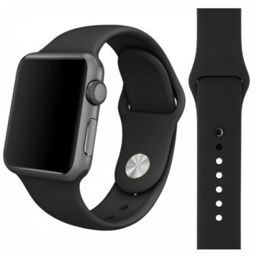 Силиконовый ремешок Sport для Apple Watch 38 40 мм (Черный)