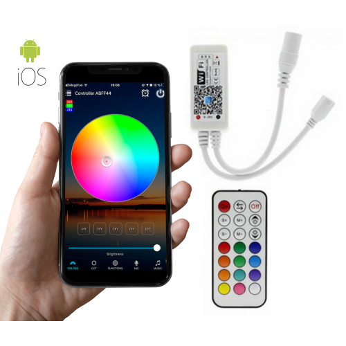 Беспроводной RGB контроллер светодиодной ленты WI-FI 9-28V с управлением через приложение со смартфона (Белый)