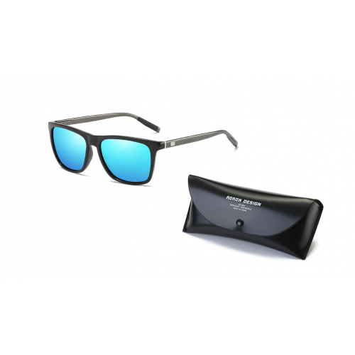 Набор поляризованные солнцезащитные очки с защитой от ультрафиолета для мужчин и женщин 3 категории защиты с футляром хранения (Черно-голубой)