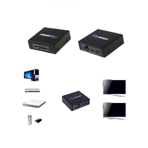 Сплиттер разветвитель Divisor Splitter Hdmi 1x2 Hub 2 Portas 1080p 3d Ver 1.4 (Черный)