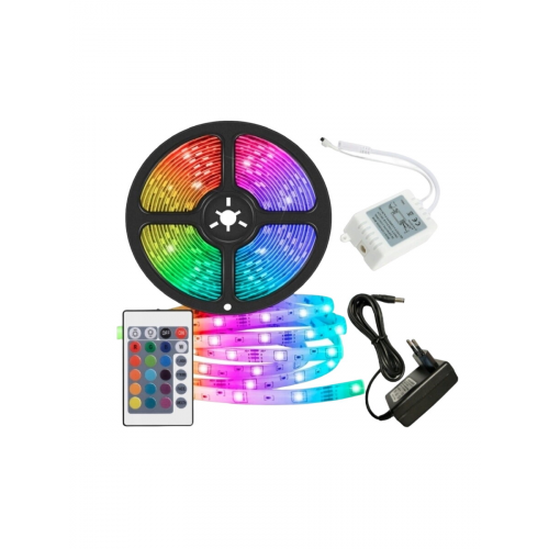 Светодиодная лента RGB 5 метров с блоком питания и пультом - дубль 5 (10579) для ВБ
