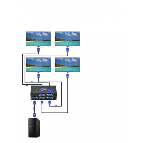 Сплиттер VGA разветвитель VGA-2004 1x4 (Черный)