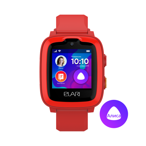 Часы-телефон ELARI детские KidPhone 4G с Алисой и GPS, красные