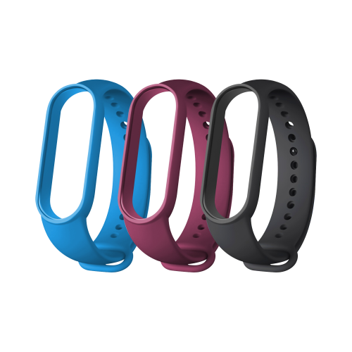 Набор ремешков Everstone для Mi Band 5/Mi Band 6 (черный, фиолетовый, голубой)