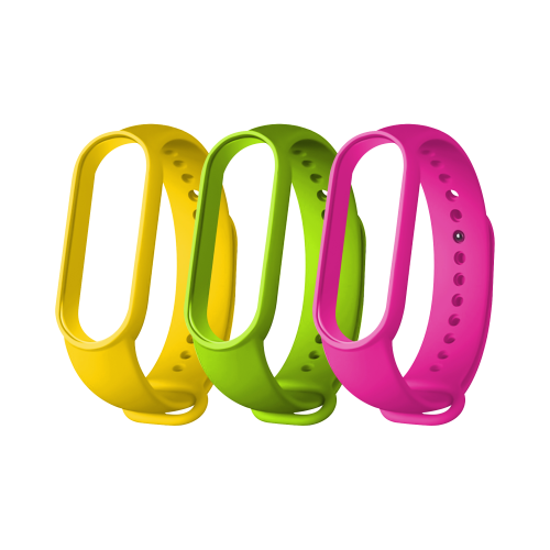 Набор ремешков Everstone для Mi Band 5/Mi Band 6 (розовый, салатовый, желтый)
