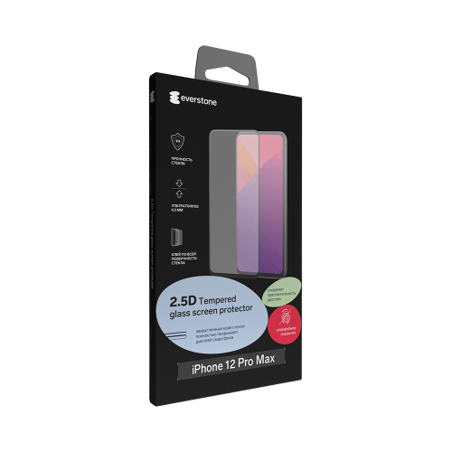 Защитное стекло Everstone для Apple iPhone 12 Pro Max 2.5D Full Glue (черная рамка)