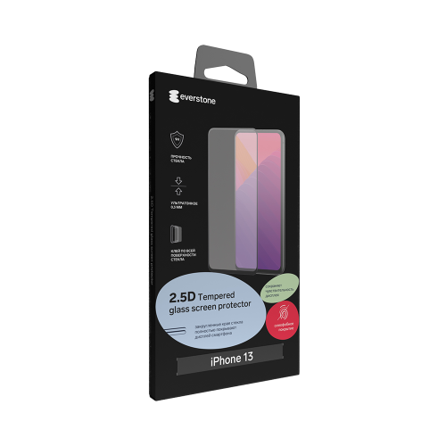 Защитное стекло Everstone для Apple iPhone 13/13 Pro 2.5D Full Glue (черная рамка)