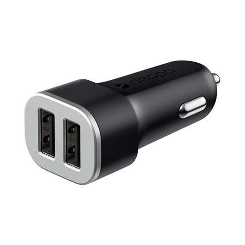 Зарядное устройство автомобильное Deppa 2 USB 2.4А, черное