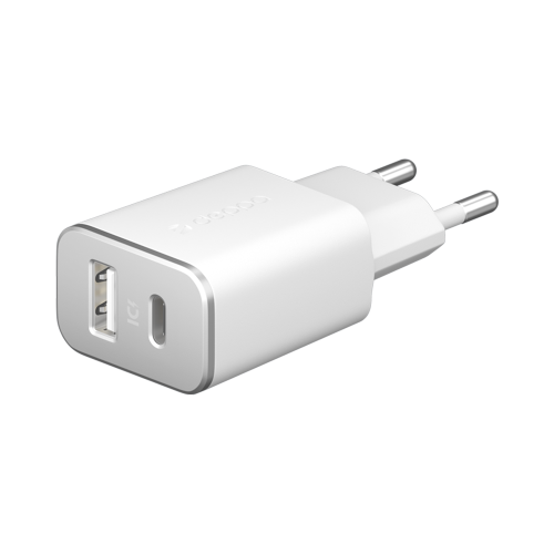 Зарядное устройство сетевое Deppa USB Type-C + USB Type-A PD 18w, белое