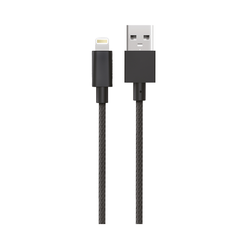 Кабель Everstone Lightning EV-CAB-LGHT-1-BRD-MTL-Black 1м,, черный