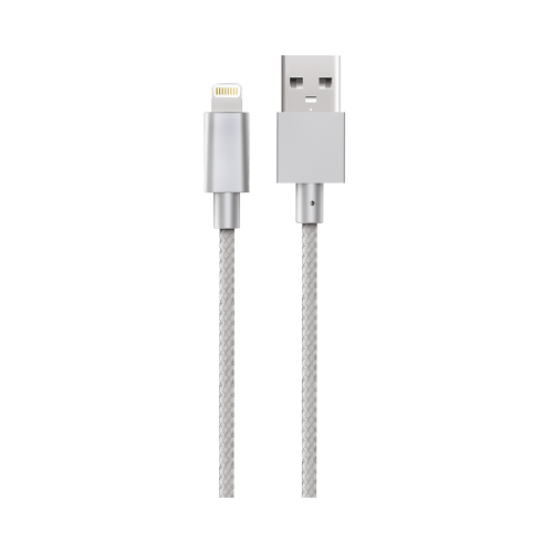 Кабель Everstone Lightning EV-CAB-LGHT-1-BRD-MTL-Silver 1м,, серебристый