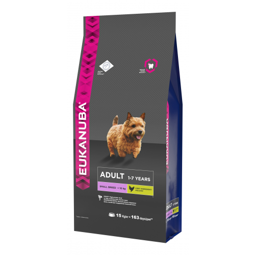 Сухой корм для собак Eukanuba Adult Small Breed, для мелких пород, домашняя птица, 15кг