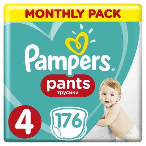 Трусики Pampers Pants 9-15 кг, размер 4, 176 шт