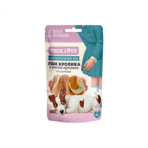 Лакомство для собак Green Qzin True Love, кусочки, уши кролика, 50г