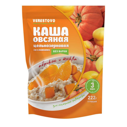 Каша моментального приготовления со сливками тыква и абрикос в пакетиках одноразовых
