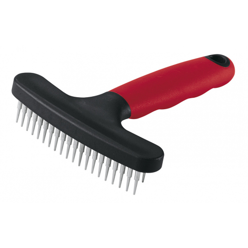 Расческа для собак Ferplast GRO 5850, двухрядная, с частыми зубцами, черно-красная