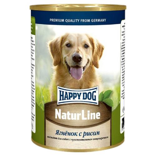 Консервы для собак Happy Dog NaturLine, ягненок, рис, 400г