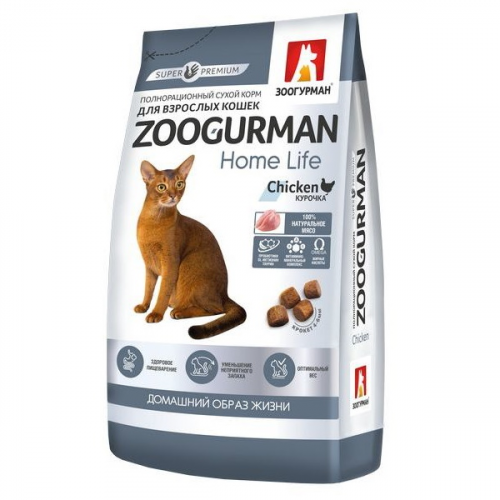 Сухой корм Зоогурман Home Life для кошек (350 г, Курица)