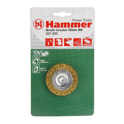 Дисковая кордщетка для дрелей, шуруповертов Hammer Flex 207-205 (32445)