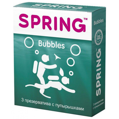 Презервативы Spring Bubbles с пупырышками 3 шт